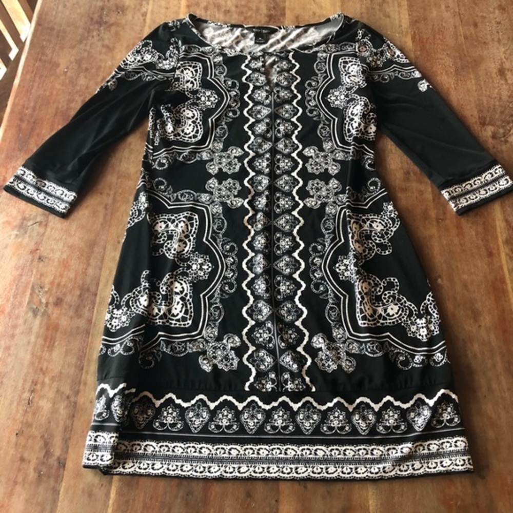 White House Black Market Dress Black and White Geometric Pattern